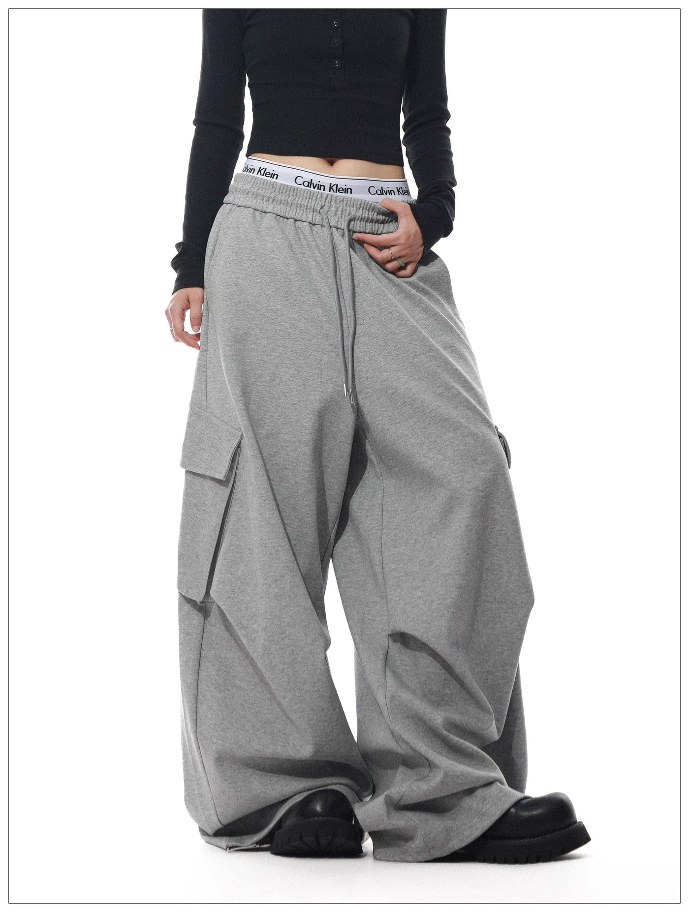 Drawstring Side Pocket Oversized Fit Sweatpants Korean Street Fashion Pants By Mr Nearly Shop Online at OH Vault