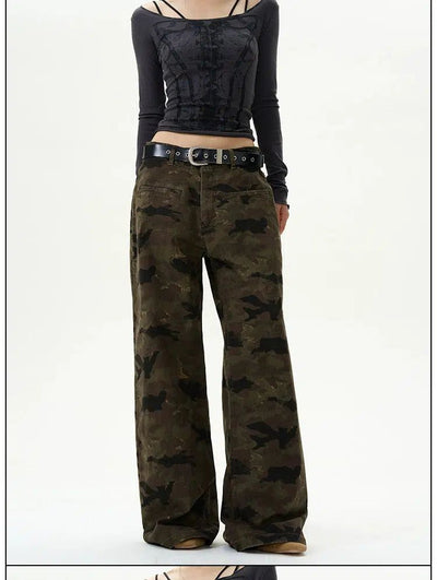 Dark Camo Cargo Pants Korean Street Fashion Pants By 77Flight Shop Online at OH Vault