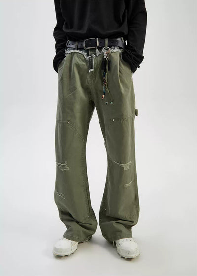 Double-Knee Tassel Detail Pants Korean Street Fashion Pants By Ash Dark Shop Online at OH Vault