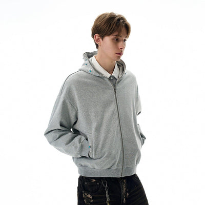 Beads Detail Zip-Up Hoodie