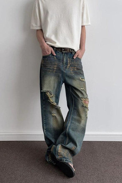 Distressed and Ripped Jeans Korean Street Fashion Jeans By A PUEE Shop Online at OH Vault