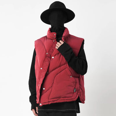 Multi-Button Quilted Down Vest Korean Street Fashion Vest By Symbiotic Effect Shop Online at OH Vault