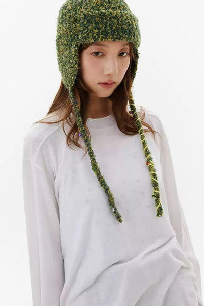 Ear-Covered Knit Hat Korean Street Fashion Hat By Crying Center Shop Online at OH Vault