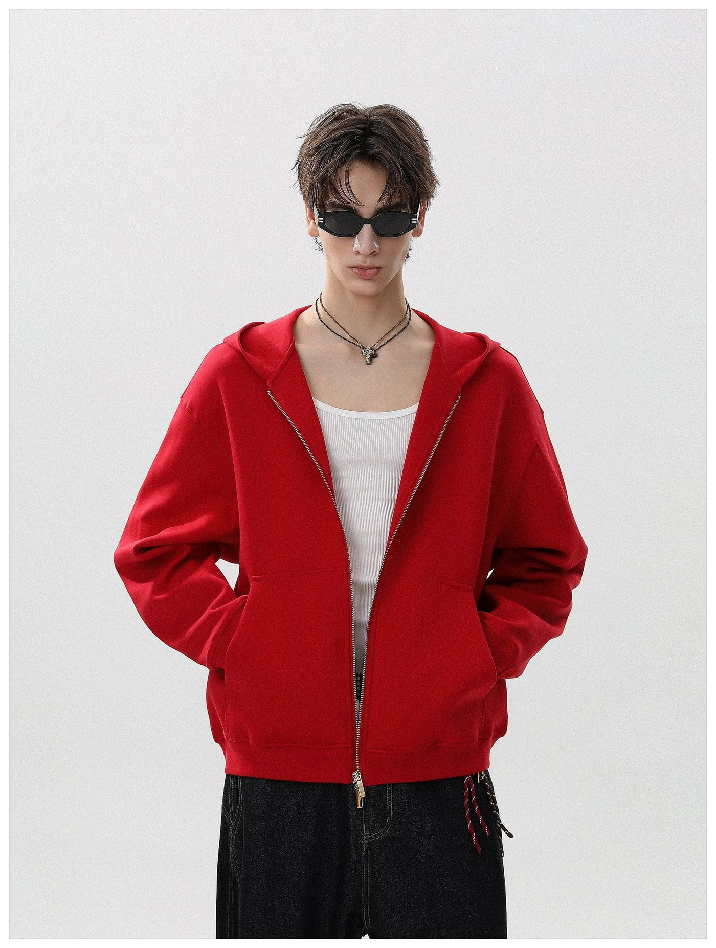 Dual-End Zip-Up Hoodie Korean Street Fashion Hoodie By Mr Nearly Shop Online at OH Vault