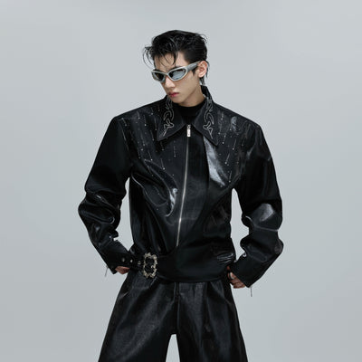 Rhinestone Detailed Coated Jacket Korean Street Fashion Jacket By Argue Culture Shop Online at OH Vault