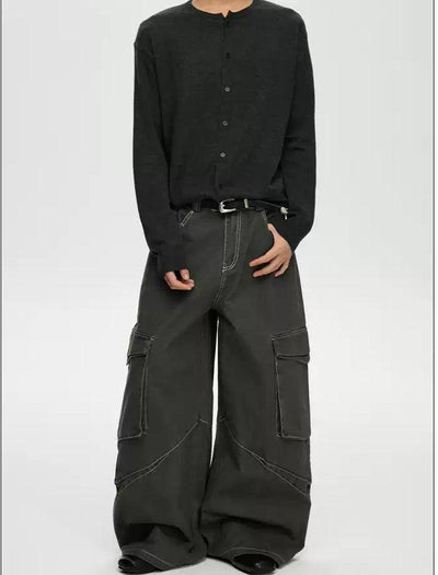 Flap Pocket Baggy Fit Cargo Pants Korean Street Fashion Pants By A PUEE Shop Online at OH Vault