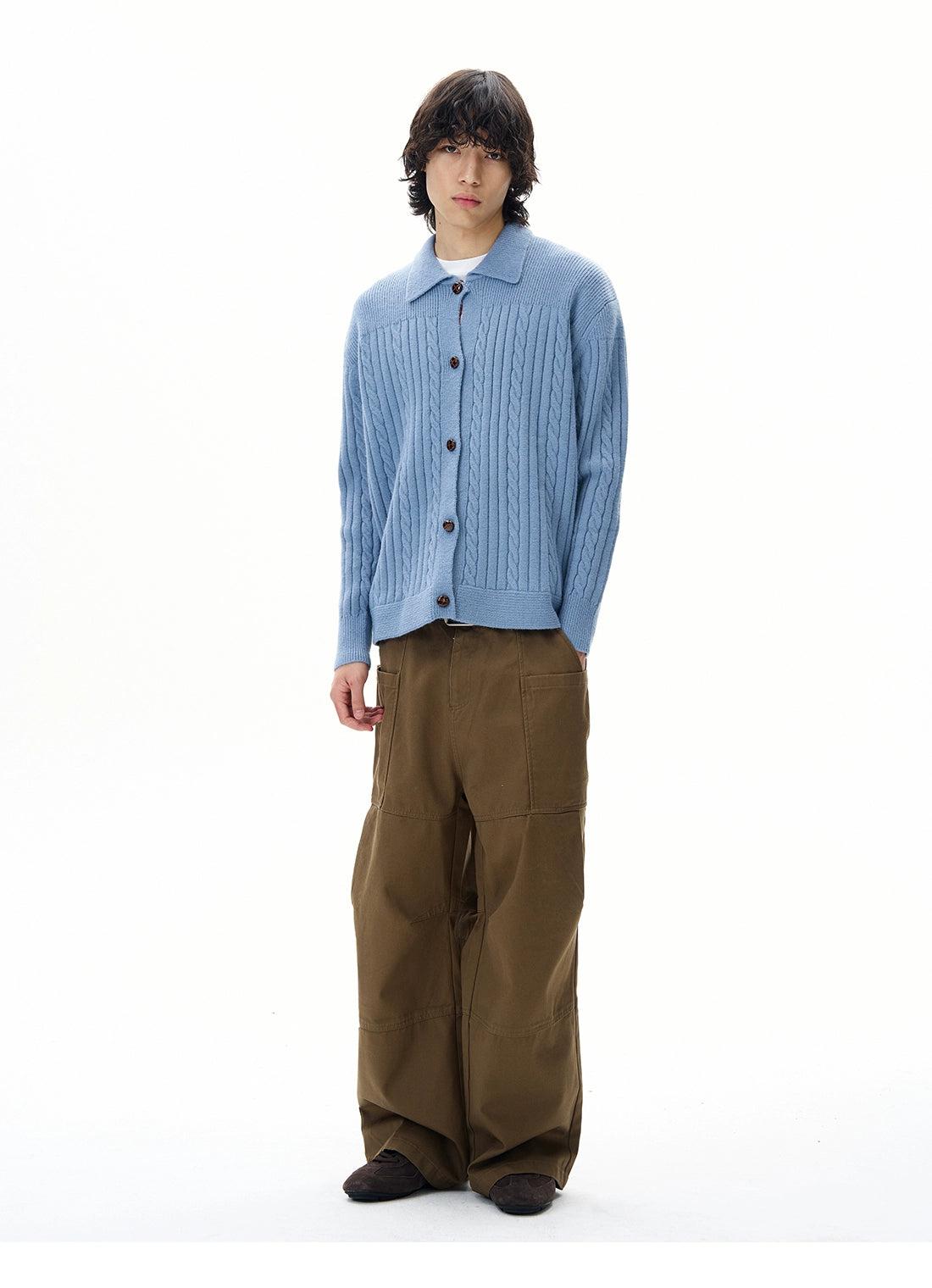 Cable Knit Collared Cardigan Korean Street Fashion Cardigan By 77Flight Shop Online at OH Vault