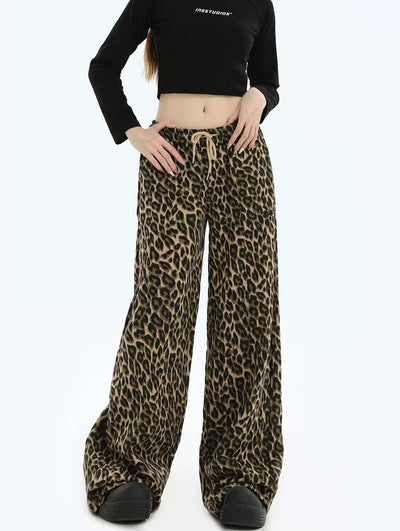 Drawstring Leopard Bootcut Pants Korean Street Fashion Pants By INS Korea Shop Online at OH Vault