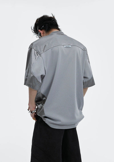 Mesh Shiny Shoulder T-Shirt Korean Street Fashion T-Shirt By Argue Culture Shop Online at OH Vault