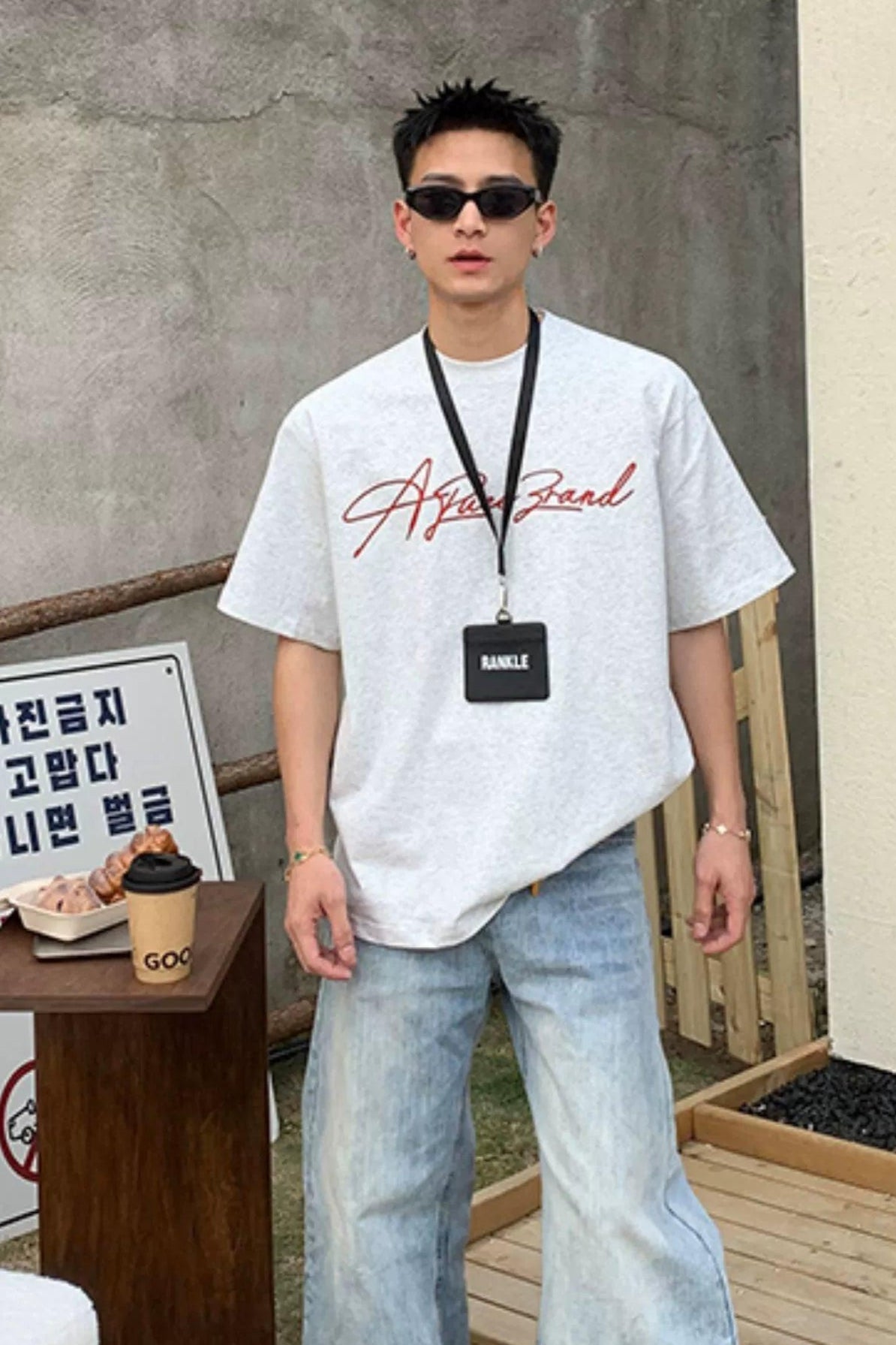 Contrast Cursive Logo T-Shirt Korean Street Fashion T-Shirt By Poikilotherm Shop Online at OH Vault