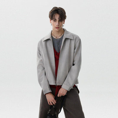 Brushed Textured Zip-Up Jacket Korean Street Fashion Jacket By Mr Nearly Shop Online at OH Vault