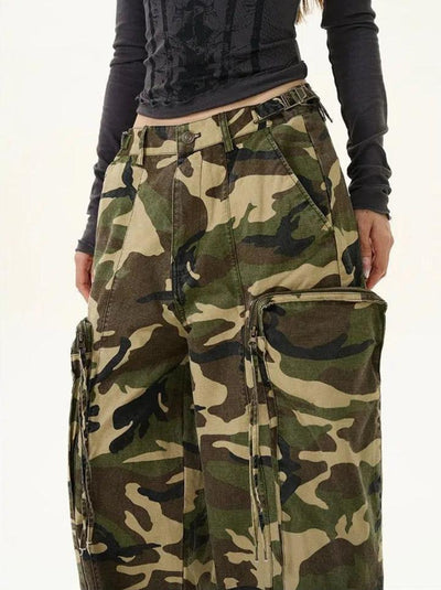 Oversized Pocket Camo Cargo Pants Korean Street Fashion Pants By 77Flight Shop Online at OH Vault