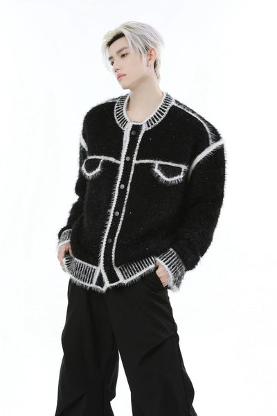 Contrast Outlined Buttoned Sweater Korean Street Fashion Sweater By Turn Tide Shop Online at OH Vault