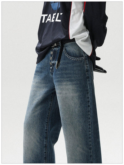 Straight Leg Faded Versatile Jeans Korean Street Fashion Jeans By Mr Nearly Shop Online at OH Vault
