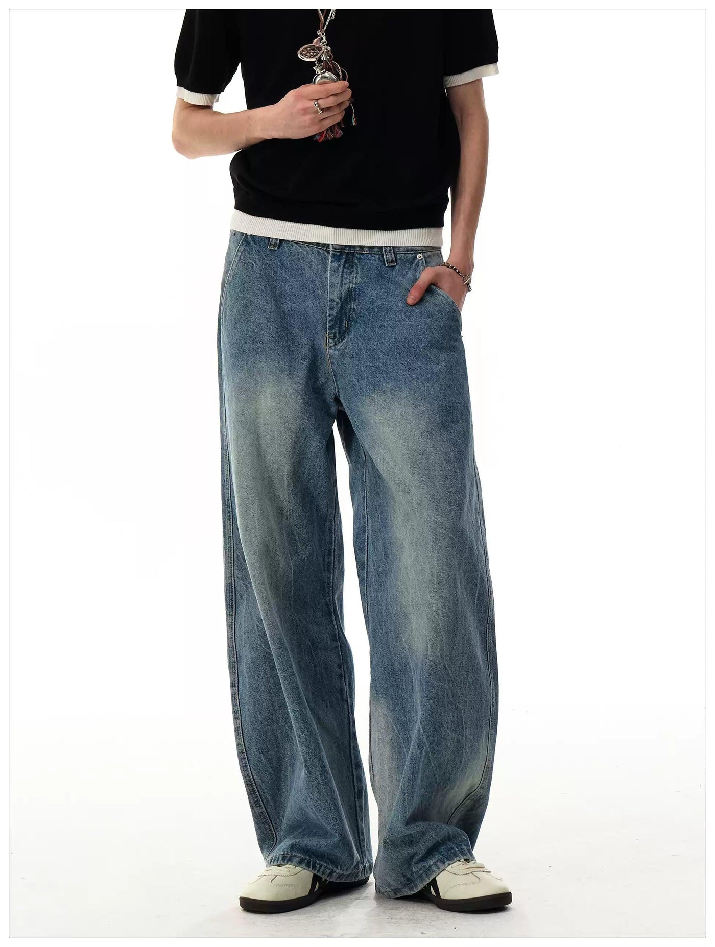 Structured Faded Straight Jeans Korean Street Fashion Jeans By Mr Nearly Shop Online at OH Vault
