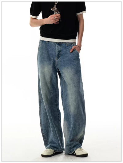 Structured Faded Straight Jeans Korean Street Fashion Jeans By Mr Nearly Shop Online at OH Vault