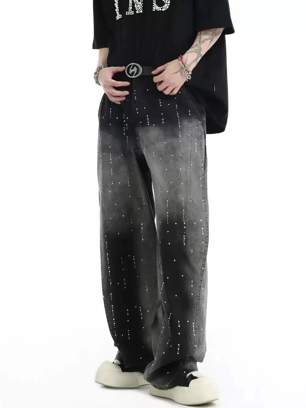 Gradient Beads Detail Jeans Korean Street Fashion Jeans By INS Korea Shop Online at OH Vault
