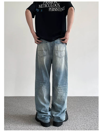 Wide Fade Comfty Jeans Korean Street Fashion Jeans By A PUEE Shop Online at OH Vault