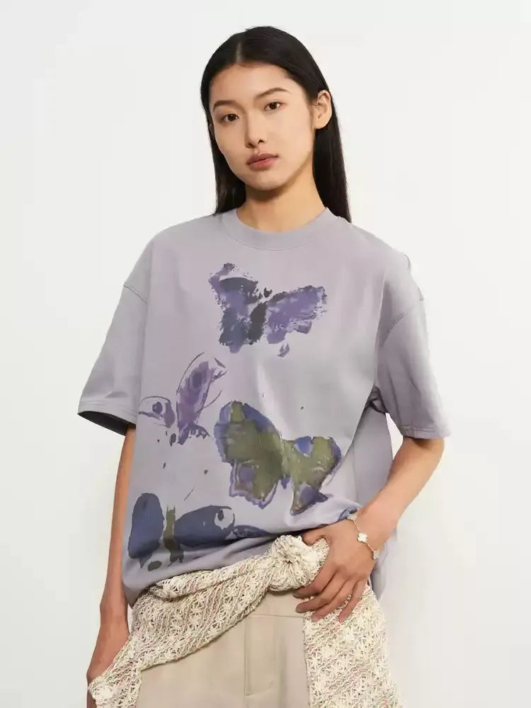 Butterfly Abstract T-Shirt Korean Street Fashion T-Shirt By 11St Crops Shop Online at OH Vault