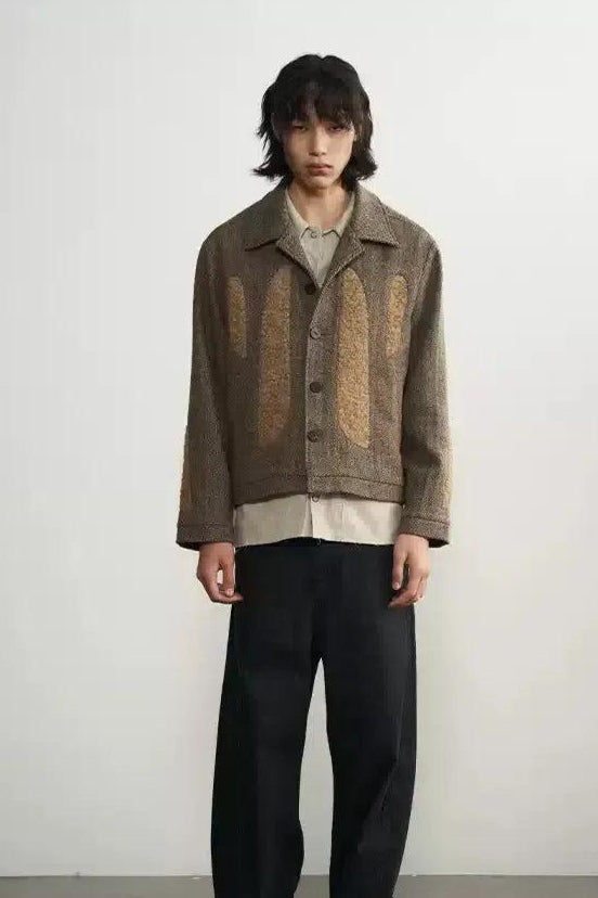 Spliced Wool Textured Jacket Korean Street Fashion Jacket By 11St Crops Shop Online at OH Vault