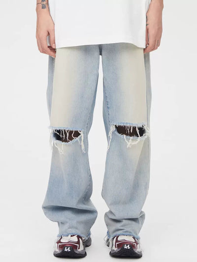 Ripped Knee Frayed Jeans Korean Street Fashion Jeans By Face2Face Shop Online at OH Vault