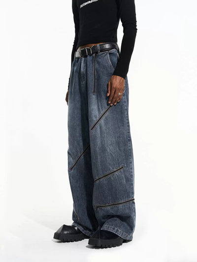 Blades and Zips Washed Jeans Korean Street Fashion Jeans By Blind No Plan Shop Online at OH Vault