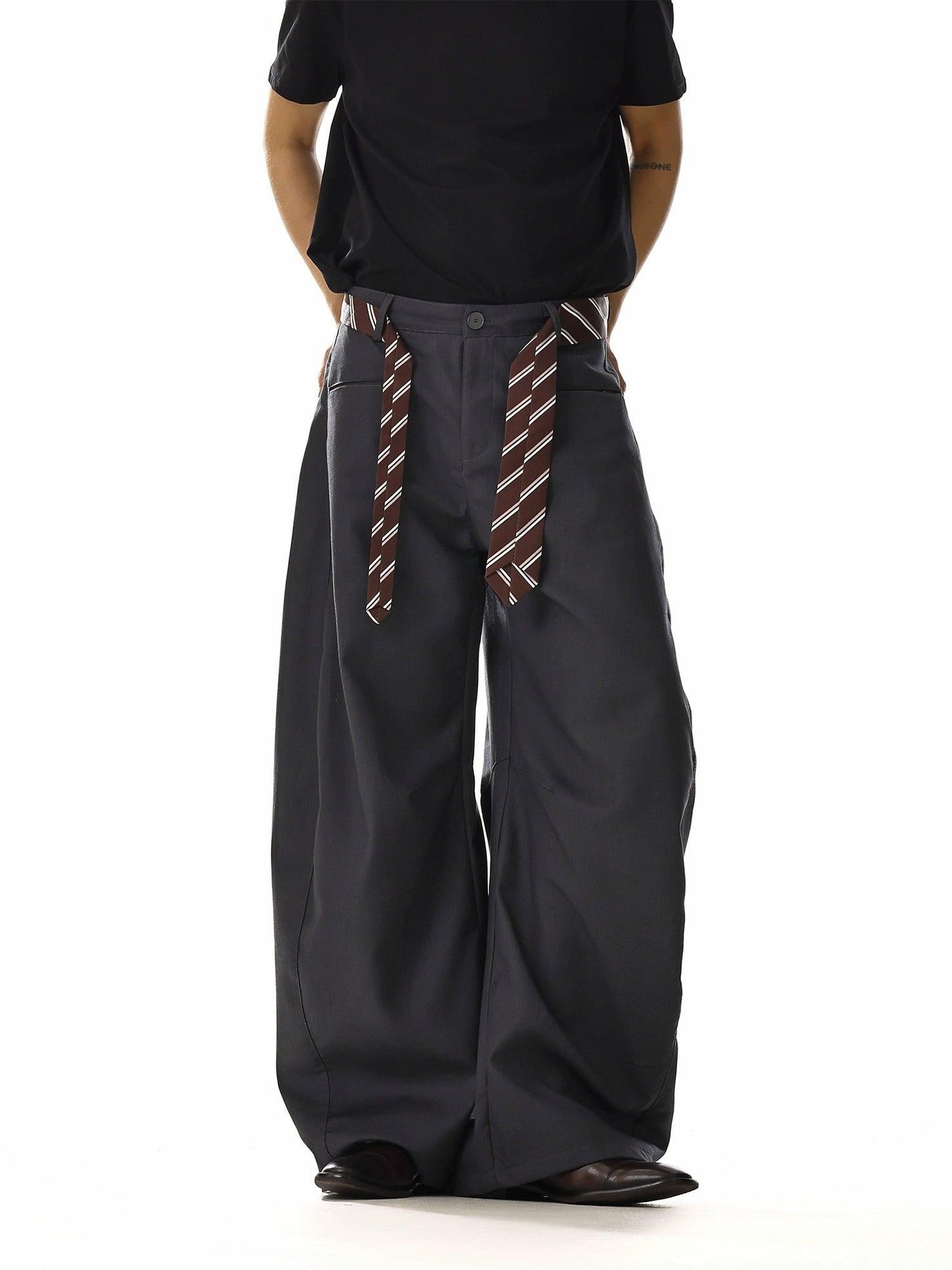 Striped Tie Wide Pants Korean Street Fashion Pants By MEBXX Shop Online at OH Vault
