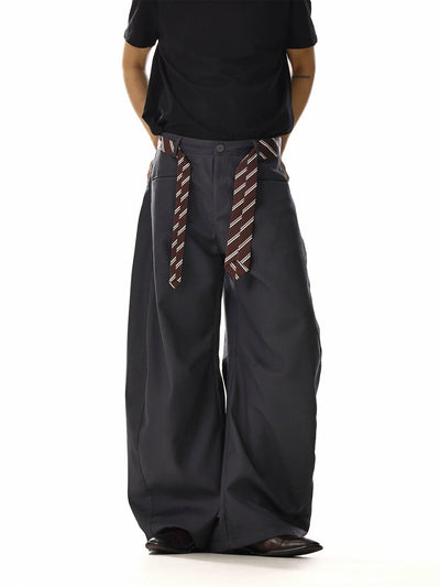Striped Tie Wide Pants Korean Street Fashion Pants By MEBXX Shop Online at OH Vault