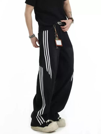 Athleisure Striped Straight Jeans Korean Street Fashion Jeans By INS Korea Shop Online at OH Vault