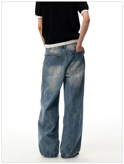 Structured Faded Straight Jeans Korean Street Fashion Jeans By Mr Nearly Shop Online at OH Vault