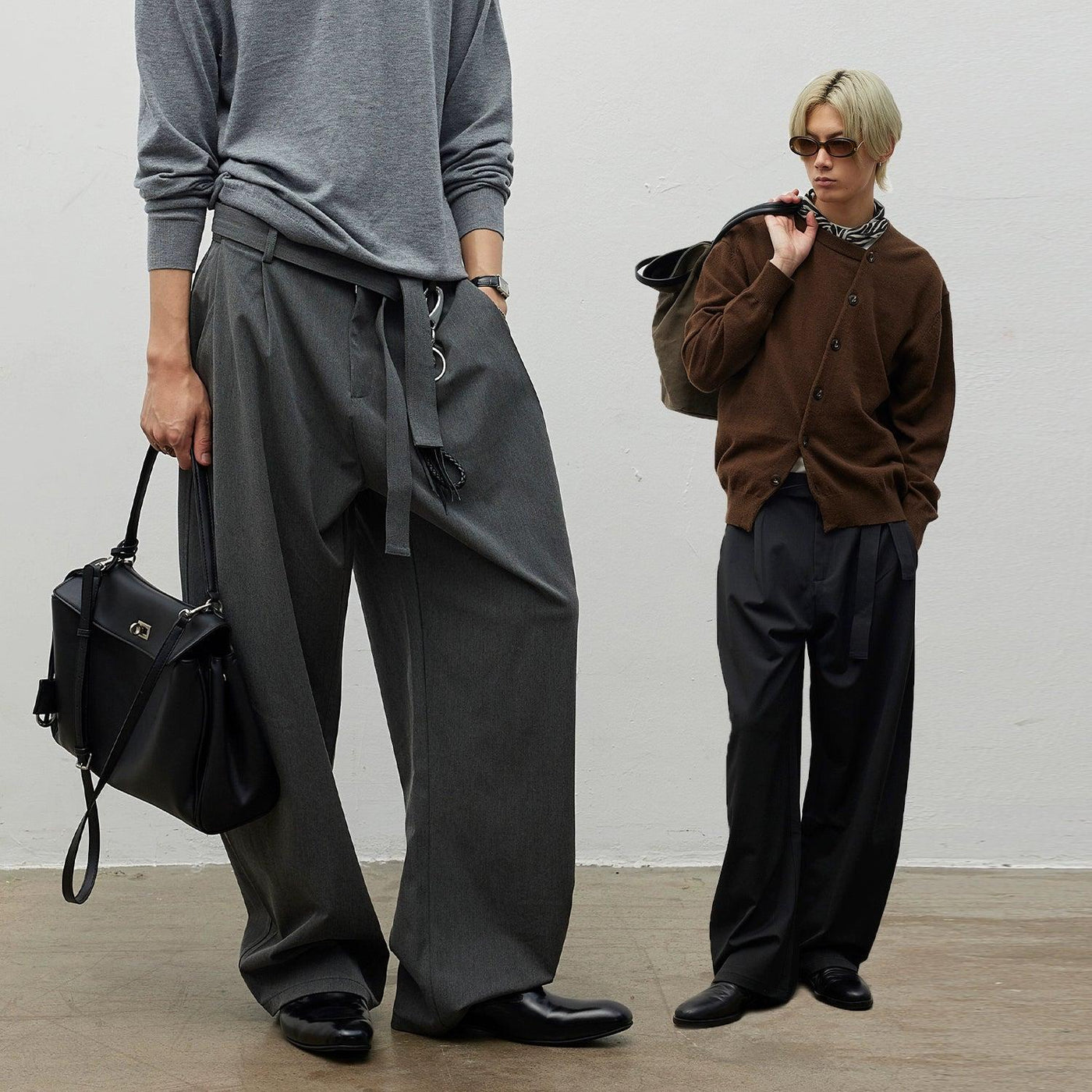 Belt Strap Loose Fit Pants Korean Street Fashion Pants By Terra Incognita Shop Online at OH Vault