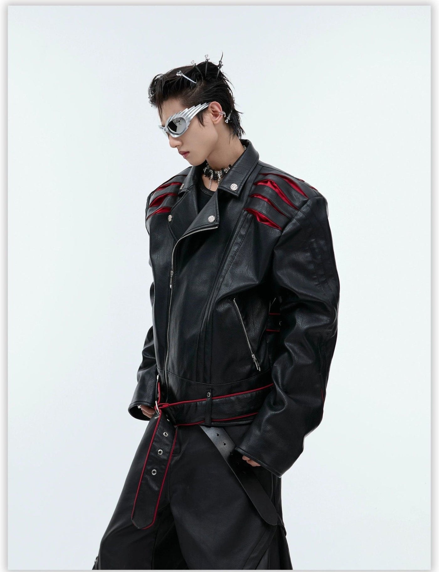 Spine Pleated Short PU Leather Jacket Korean Street Fashion Jacket By Argue Culture Shop Online at OH Vault