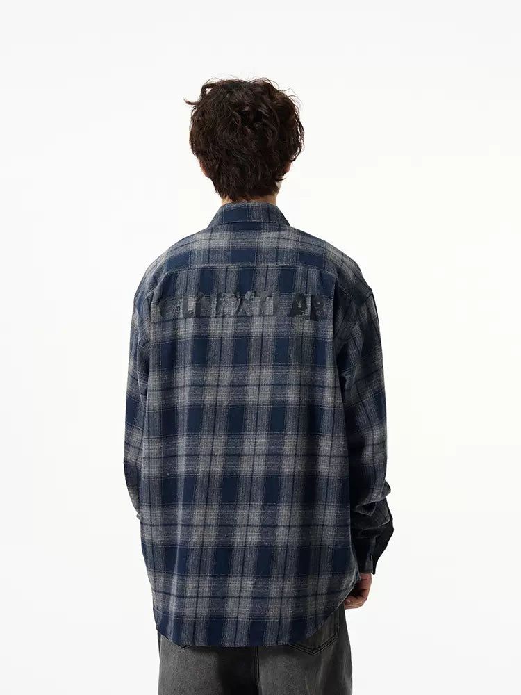 Front Pocket Regular Plaid Shirt Korean Street Fashion Shirt By 77Flight Shop Online at OH Vault