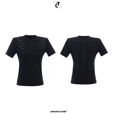 Rivet Pattern Detailing T-Shirt Korean Street Fashion T-Shirt By Argue Culture Shop Online at OH Vault