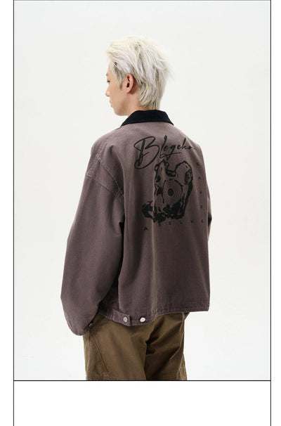 Cartoon Print Barn Style Jacket Korean Street Fashion Jacket By A PUEE Shop Online at OH Vault