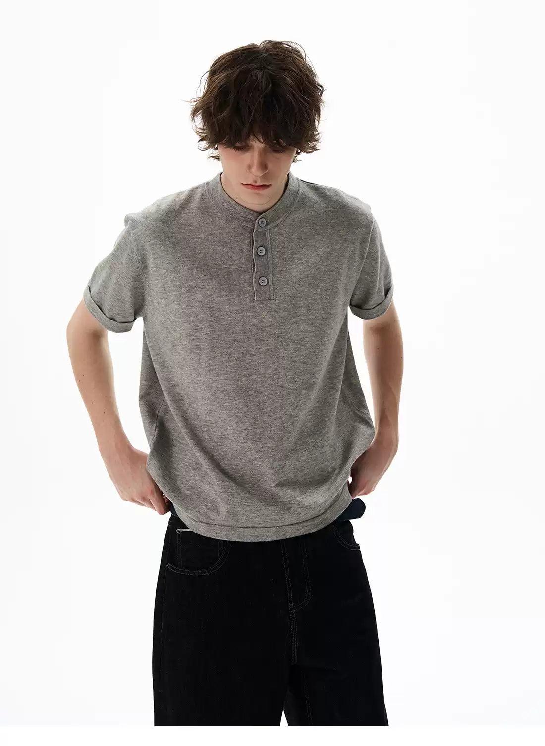 Buttoned Comfty Fit T-Shirt Korean Street Fashion T-Shirt By 77Flight Shop Online at OH Vault