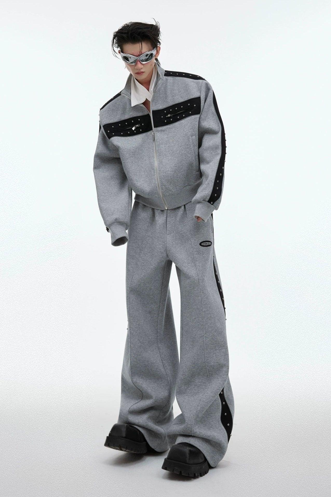 Sporty Contrast Block Jacket & Sweatpants Set Korean Street Fashion Clothing Set By Argue Culture Shop Online at OH Vault