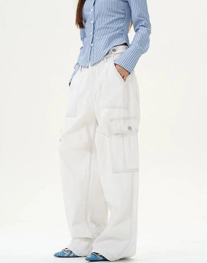 Functional Clean Fit Loose Cargo Pants Korean Street Fashion Pants By 77Flight Shop Online at OH Vault