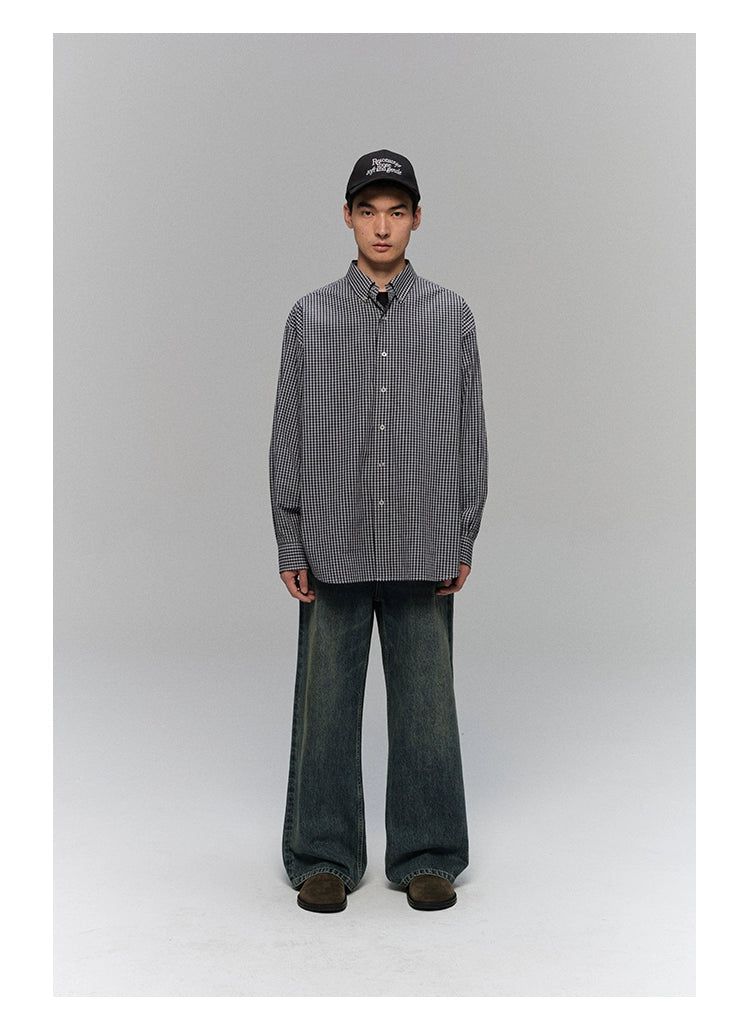 Grid Pattern Neat Shirt Korean Street Fashion Shirt By NANS Shop Online at OH Vault