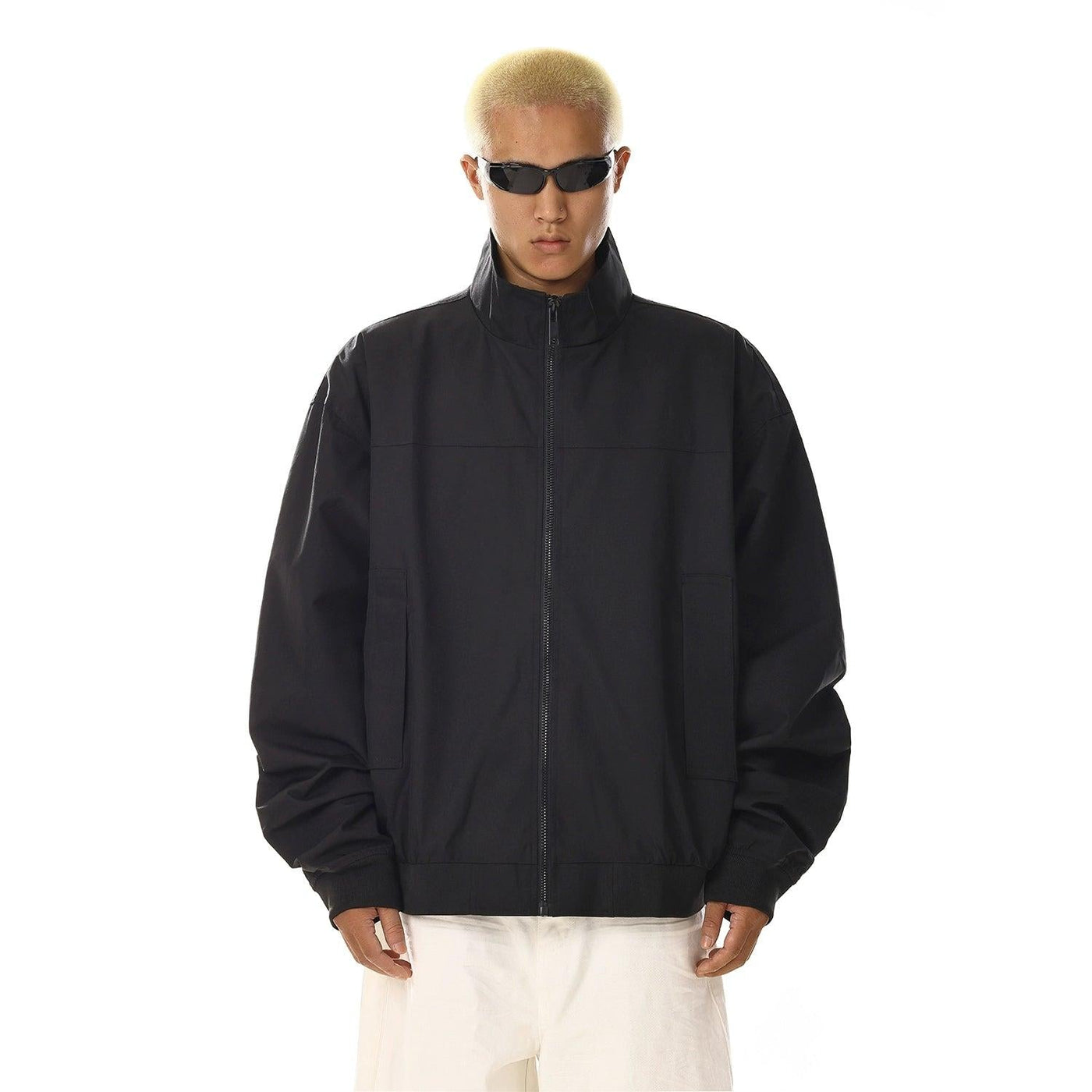 Solid Clean Fit Full-Zip Jacket Korean Street Fashion Jacket By MEBXX Shop Online at OH Vault