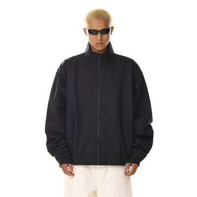 Solid Clean Fit Full-Zip Jacket Korean Street Fashion Jacket By MEBXX Shop Online at OH Vault