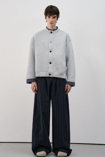 Stripe Spliced Comfty Buttoned Jacket Korean Street Fashion Jacket By MaxDstr Shop Online at OH Vault