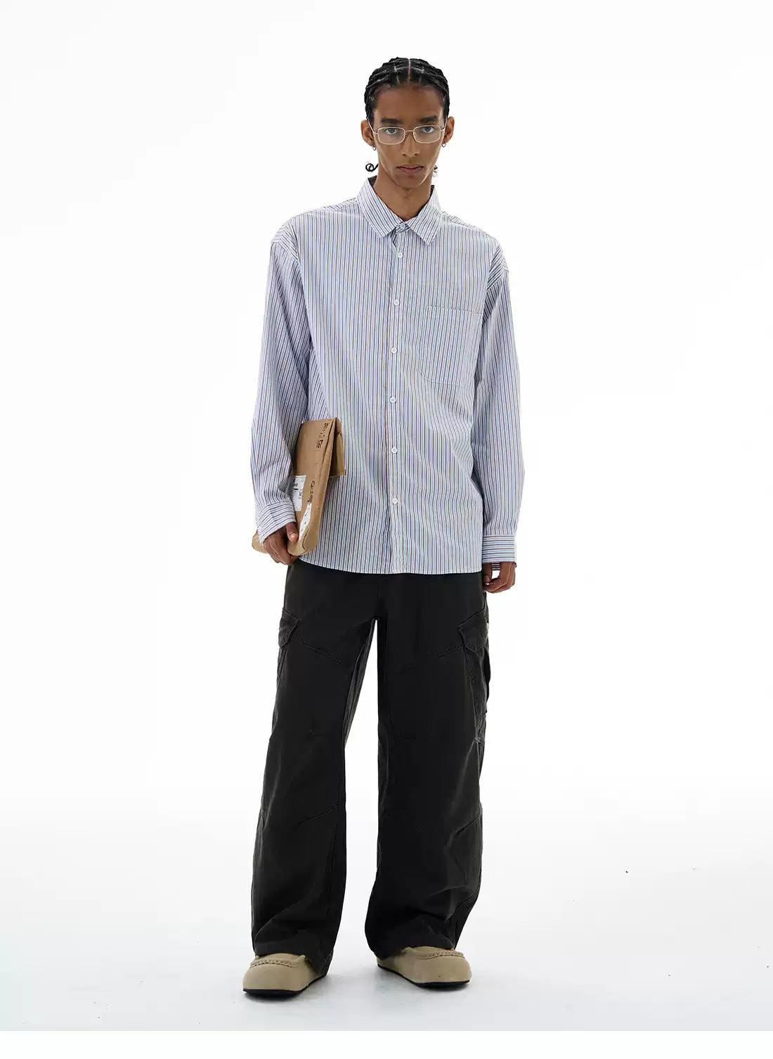 Neat Striped Causal Shirt Korean Street Fashion Shirt By 77Flight Shop Online at OH Vault
