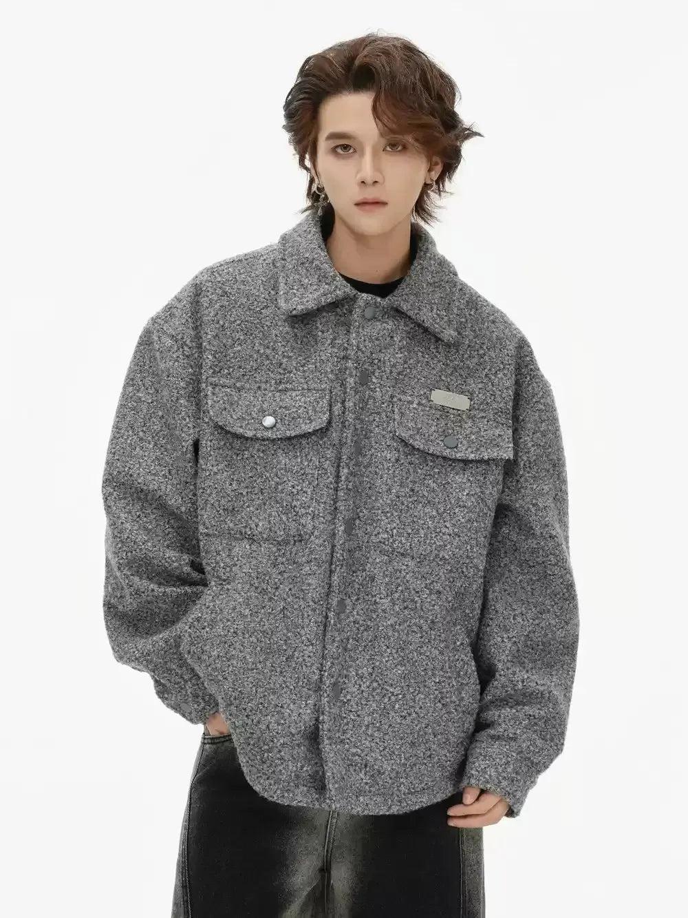 Buttoned Pockets Textured Jacket Korean Street Fashion Jacket By INS Korea Shop Online at OH Vault