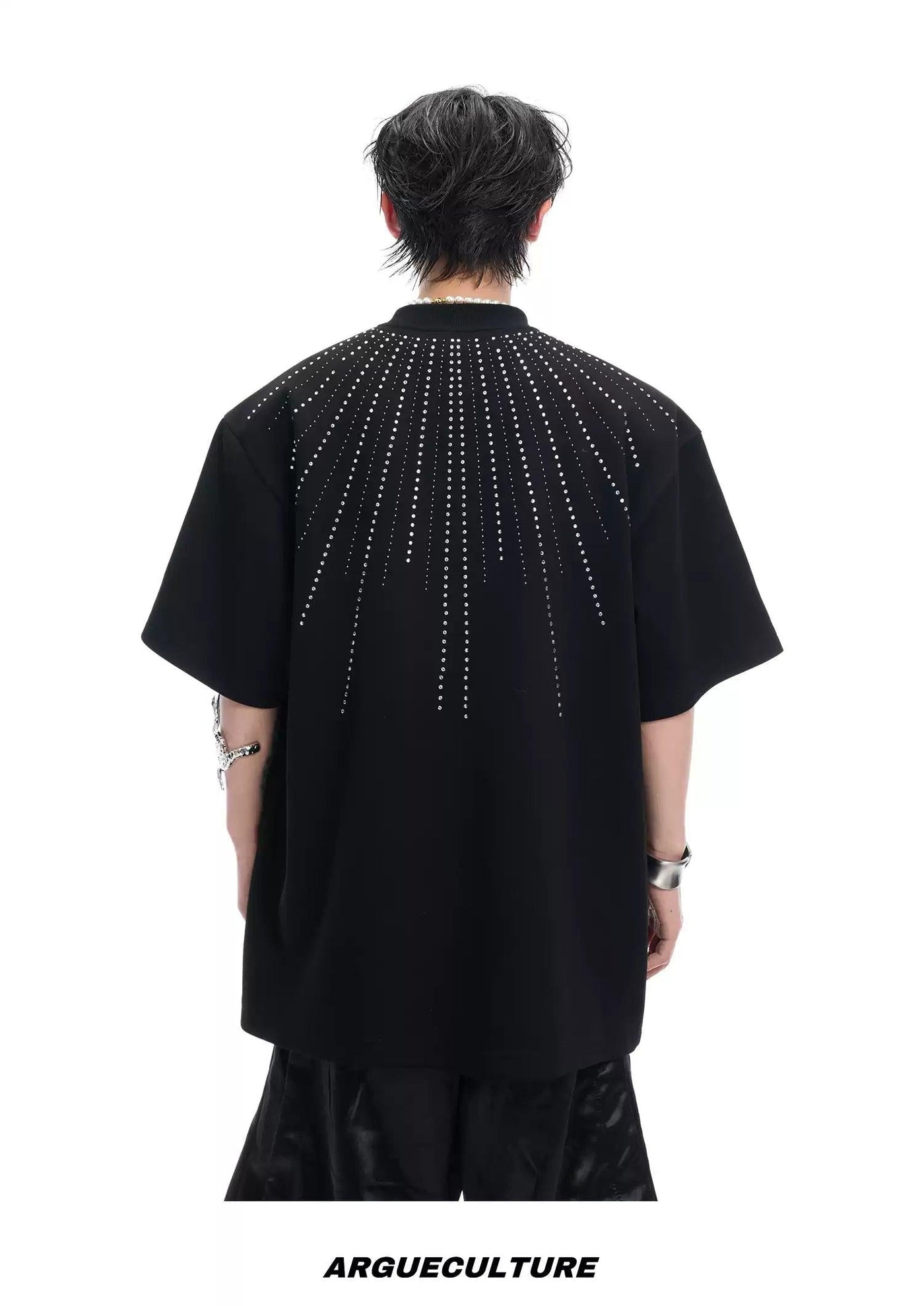 Bead Lined T-Shirt Korean Street Fashion T-Shirt By Argue Culture Shop Online at OH Vault