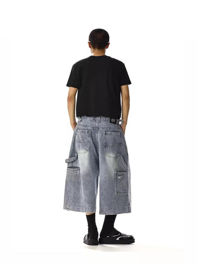 Washed Strapped Waist Denim Shorts Korean Street Fashion Shorts By MEBXX Shop Online at OH Vault