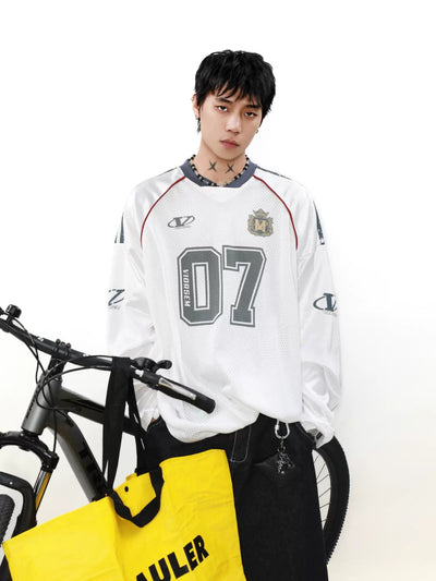 Sporty Mesh Long Sleeve T-Shirt Korean Street Fashion T-Shirt By Mr Nearly Shop Online at OH Vault