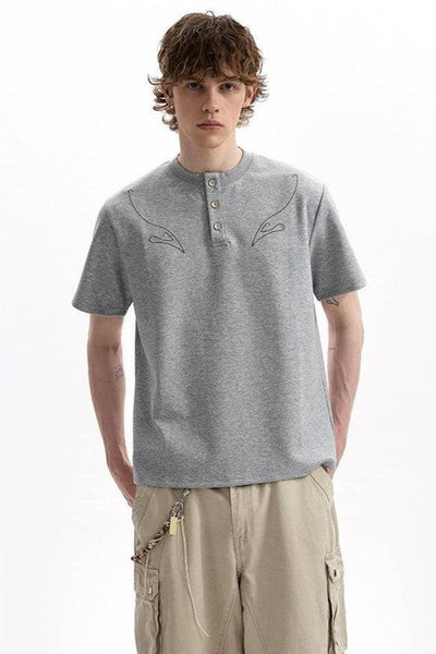 Stitch Lined Henley Collar Shirt Korean Street Fashion Shirt By A PUEE Shop Online at OH Vault