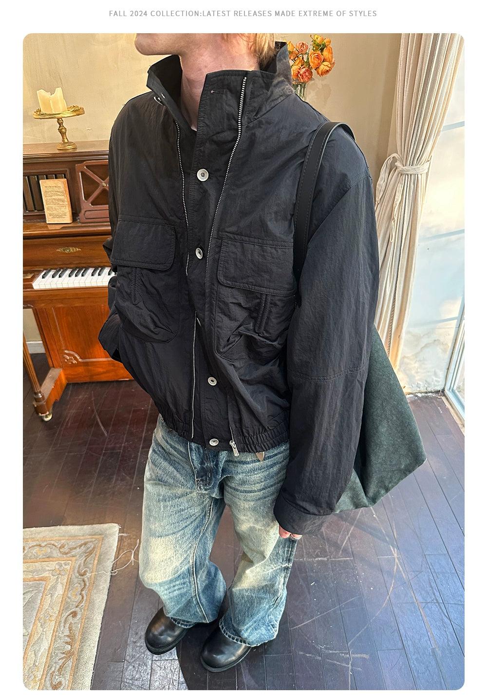 Breast Pockets Buttoned Zipped Jacket Korean Street Fashion Jacket By Made Extreme Shop Online at OH Vault