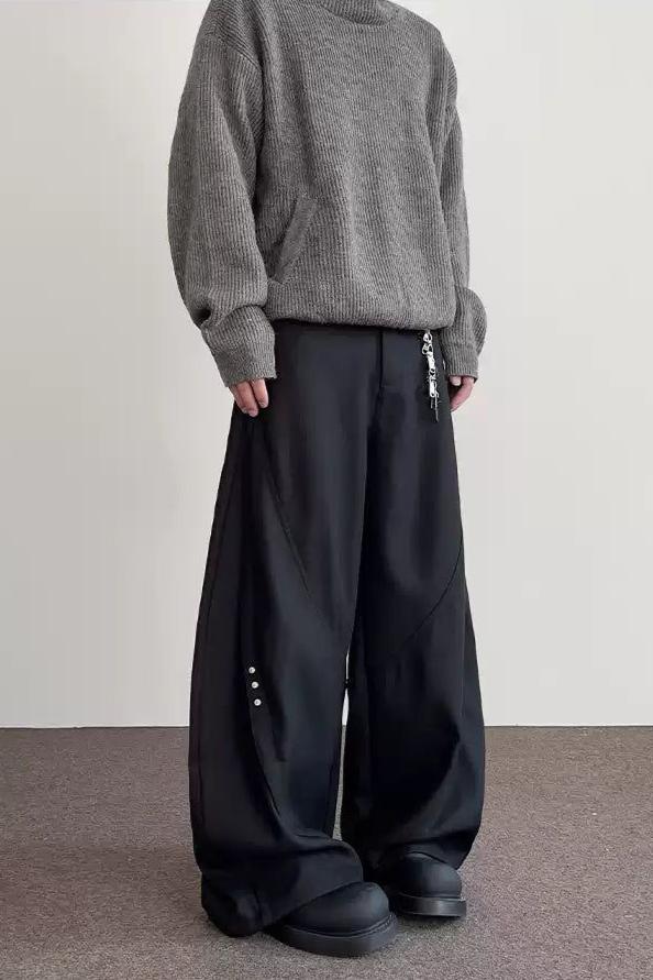 Structured Rivet Drape Pants Korean Street Fashion Pants By A PUEE Shop Online at OH Vault